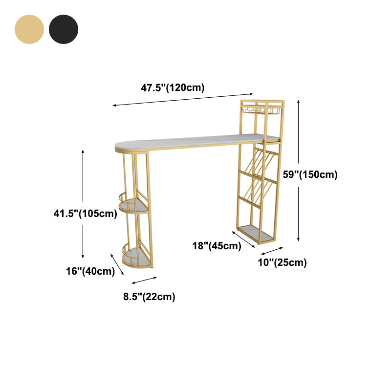 Wine Rack Modern Bistro Bar Desk Marble Sled Bar Height Indoor Cocktail Table Clearhalo 'Bar Furniture' 'Bar Tables' 'bar_tables' 'furn' 'furn_bar_tables' 'Furniture' 'furniture_bar_tables' 'Kitchen & Dining Furniture' 'kitchen&dining_furn' 'kitchen' 4285242