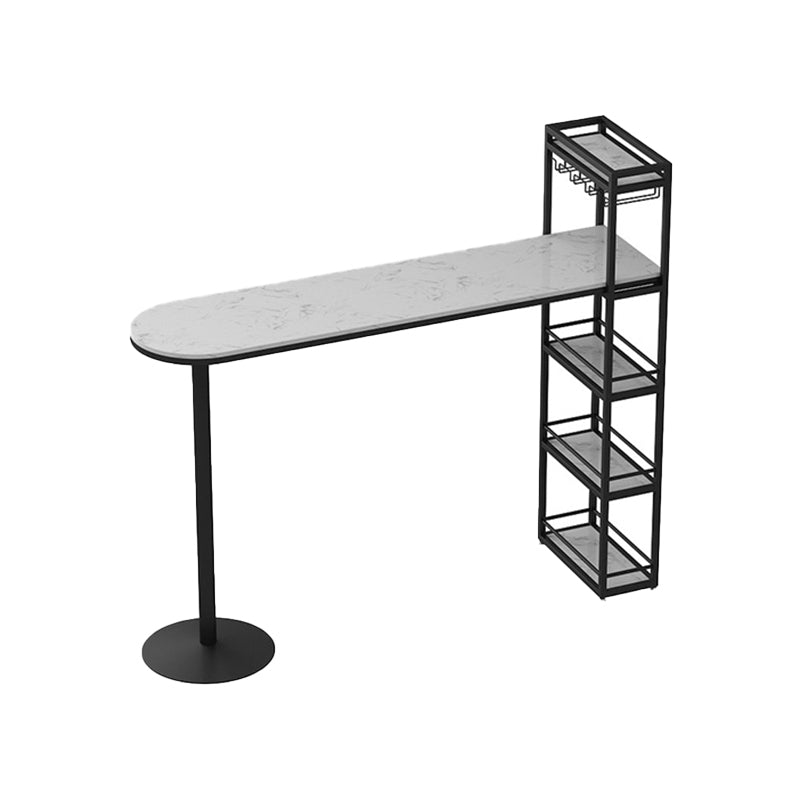 Living Room Double Pedestal Bar Wine Table Modern White Pub Height Dining Table Black Without Chairs Clearhalo 'Bar Furniture' 'Bar Tables' 'bar_tables' 'furn' 'furn_bar_tables' 'Furniture' 'furniture_bar_tables' 'Kitchen & Dining Furniture' 'kitchen&dining_furn' 'kitchen' 4285263