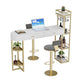 Marble Living Room Pub/Bar Table Double Pedestal Storage Bar/Dinette Table White-Gold Without Chairs Clearhalo 'Bar Furniture' 'Bar Tables' 'bar_tables' 'furn' 'furn_bar_tables' 'Furniture' 'furniture_bar_tables' 'Kitchen & Dining Furniture' 'kitchen&dining_furn' 'kitchen' 4285275