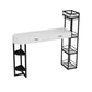 Marble Living Room Pub/Bar Table Double Pedestal Storage Bar/Dinette Table 47.2"L x 15.7"W x 41.3"H White-Black Without Chairs Clearhalo 'Bar Furniture' 'Bar Tables' 'bar_tables' 'furn' 'furn_bar_tables' 'Furniture' 'furniture_bar_tables' 'Kitchen & Dining Furniture' 'kitchen&dining_furn' 'kitchen' 4285280