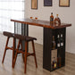 Living Room Brown Bar Dining Table Rectangle Storage Wood Pub Height Dining Table 70.9"L x 23.6"W x 41.3"H Without Chairs Clearhalo 'Bar Furniture' 'Bar Tables' 'bar_tables' 'furn' 'furn_bar_tables' 'Furniture' 'furniture_bar_tables' 'Kitchen & Dining Furniture' 'kitchen&dining_furn' 'kitchen' 4285295
