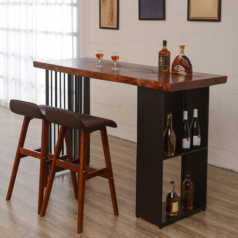 Living Room Brown Bar Dining Table Rectangle Storage Wood Pub Height Dining Table 70.9"L x 23.6"W x 41.3"H Without Chairs Clearhalo 'Bar Furniture' 'Bar Tables' 'bar_tables' 'furn' 'furn_bar_tables' 'Furniture' 'furniture_bar_tables' 'Kitchen & Dining Furniture' 'kitchen&dining_furn' 'kitchen' 4285295