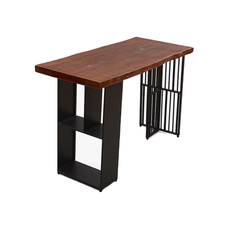 Living Room Brown Bar Dining Table Rectangle Storage Wood Pub Height Dining Table Without Chairs Clearhalo 'Bar Furniture' 'Bar Tables' 'bar_tables' 'furn' 'furn_bar_tables' 'Furniture' 'furniture_bar_tables' 'Kitchen & Dining Furniture' 'kitchen&dining_furn' 'kitchen' 4285296