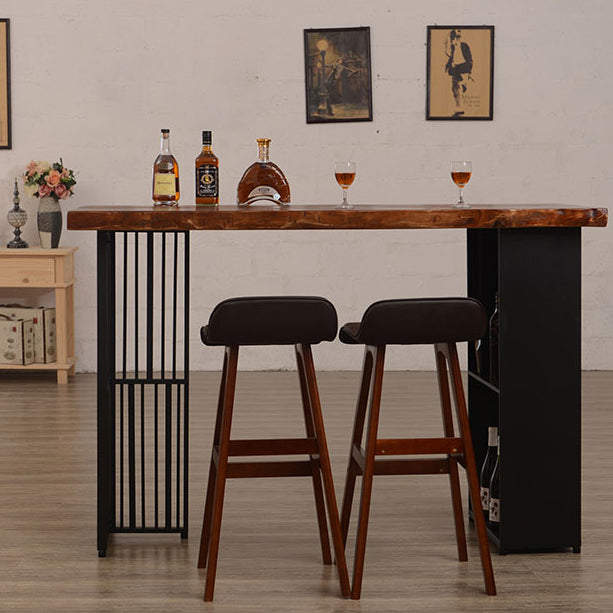 Living Room Brown Bar Dining Table Rectangle Storage Wood Pub Height Dining Table Clearhalo 'Bar Furniture' 'Bar Tables' 'bar_tables' 'furn' 'furn_bar_tables' 'Furniture' 'furniture_bar_tables' 'Kitchen & Dining Furniture' 'kitchen&dining_furn' 'kitchen' 4285303