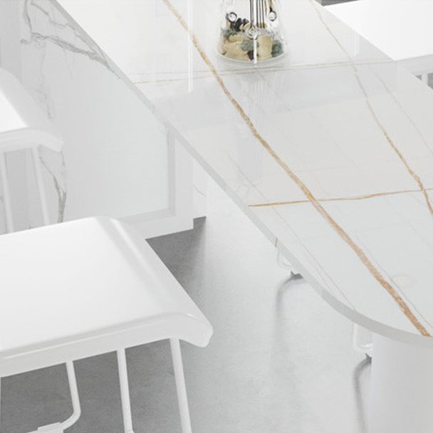 Marble Modern Double pedestal Patio Bar Table Indoor Bistro Bar Height Cocktail Table Clearhalo 'Bar Furniture' 'Bar Tables' 'bar_tables' 'furn' 'furn_bar_tables' 'Furniture' 'furniture_bar_tables' 'Kitchen & Dining Furniture' 4286385