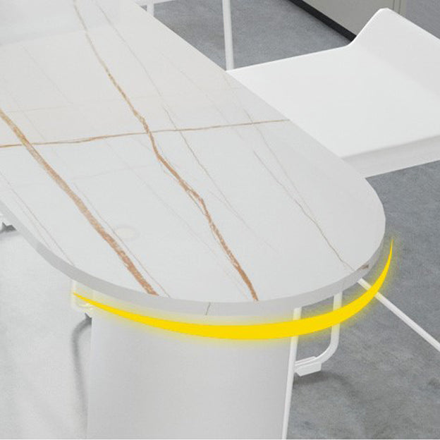 Marble Modern Double pedestal Patio Bar Table Indoor Bistro Bar Height Cocktail Table Clearhalo 'Bar Furniture' 'Bar Tables' 'bar_tables' 'furn' 'furn_bar_tables' 'Furniture' 'furniture_bar_tables' 'Kitchen & Dining Furniture' 4286387