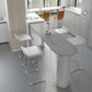 Marble Modern Double pedestal Patio Bar Table Indoor Bistro Bar Height Cocktail Table 63"L x 15.7"W x 41.3"H Grey Without Chairs Clearhalo 'Bar Furniture' 'Bar Tables' 'bar_tables' 'furn' 'furn_bar_tables' 'Furniture' 'furniture_bar_tables' 'Kitchen & Dining Furniture' 4286389