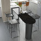 Marble Modern Double pedestal Patio Bar Table Indoor Bistro Bar Height Cocktail Table 63"L x 15.7"W x 41.3"H Black Without Chairs Clearhalo 'Bar Furniture' 'Bar Tables' 'bar_tables' 'furn' 'furn_bar_tables' 'Furniture' 'furniture_bar_tables' 'Kitchen & Dining Furniture' 4286390