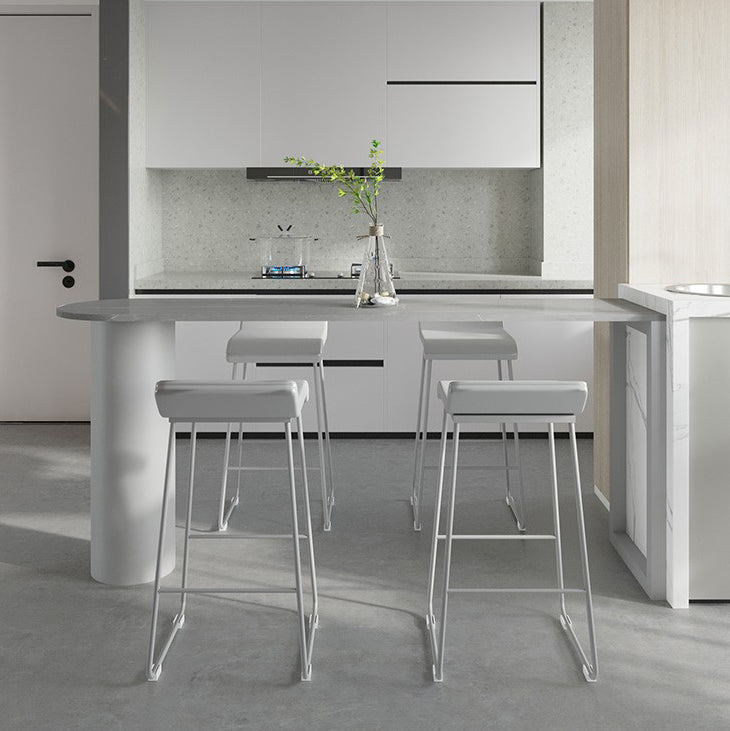 Marble Modern Double pedestal Patio Bar Table Indoor Bistro Bar Height Cocktail Table Clearhalo 'Bar Furniture' 'Bar Tables' 'bar_tables' 'furn' 'furn_bar_tables' 'Furniture' 'furniture_bar_tables' 'Kitchen & Dining Furniture' 4286391
