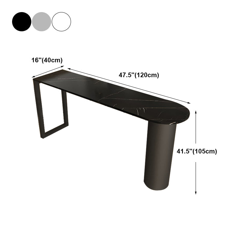 Marble Modern Double pedestal Patio Bar Table Indoor Bistro Bar Height Cocktail Table Clearhalo 'Bar Furniture' 'Bar Tables' 'bar_tables' 'furn' 'furn_bar_tables' 'Furniture' 'furniture_bar_tables' 'Kitchen & Dining Furniture' 4286412