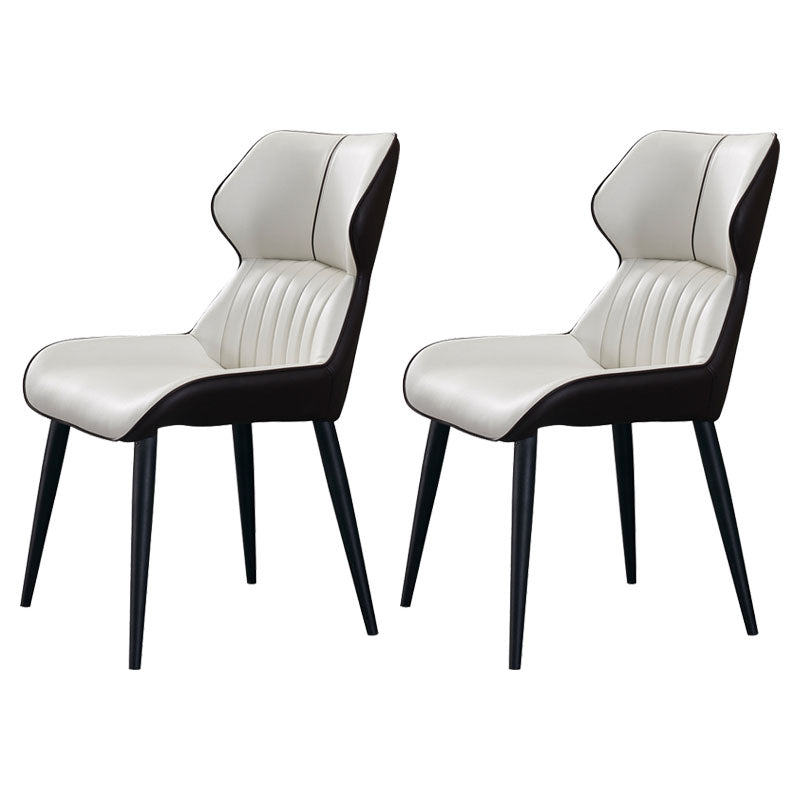 Contemporary Parsons Arm Chairs Leather Curved Dining and Accent Chairs White 2 Piece Set Clearhalo ' kitchen&dining_furn' 'Dining Chairs' 'Dining Tables & Seating' 'dining_chair' 'furn' 'furn_dining_chair' 'Furniture' 'furniture_dining_chair' 'Kitchen & Dining Furniture' 'kitchen' 4286433