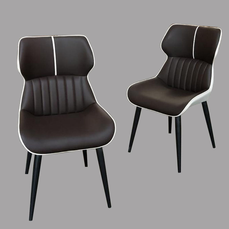 Contemporary Parsons Arm Chairs Leather Curved Dining and Accent Chairs Clearhalo ' kitchen&dining_furn' 'Dining Chairs' 'Dining Tables & Seating' 'dining_chair' 'furn' 'furn_dining_chair' 'Furniture' 'furniture_dining_chair' 'Kitchen & Dining Furniture' 'kitchen' 4286434