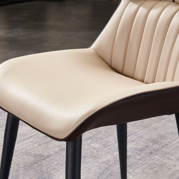 Contemporary Parsons Arm Chairs Leather Curved Dining and Accent Chairs Clearhalo ' kitchen&dining_furn' 'Dining Chairs' 'Dining Tables & Seating' 'dining_chair' 'furn' 'furn_dining_chair' 'Furniture' 'furniture_dining_chair' 'Kitchen & Dining Furniture' 'kitchen' 4286440