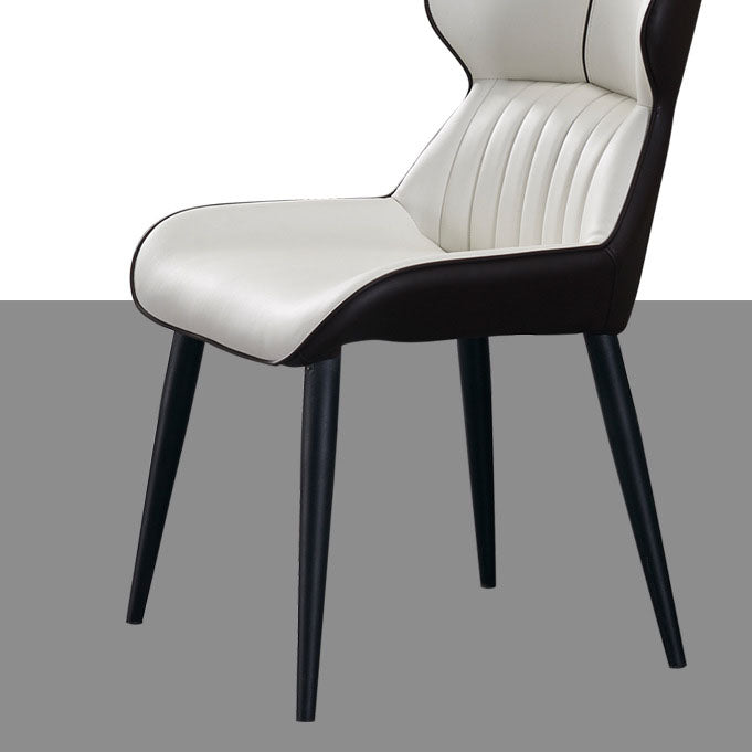 Contemporary Parsons Arm Chairs Leather Curved Dining and Accent Chairs Clearhalo ' kitchen&dining_furn' 'Dining Chairs' 'Dining Tables & Seating' 'dining_chair' 'furn' 'furn_dining_chair' 'Furniture' 'furniture_dining_chair' 'Kitchen & Dining Furniture' 'kitchen' 4286442