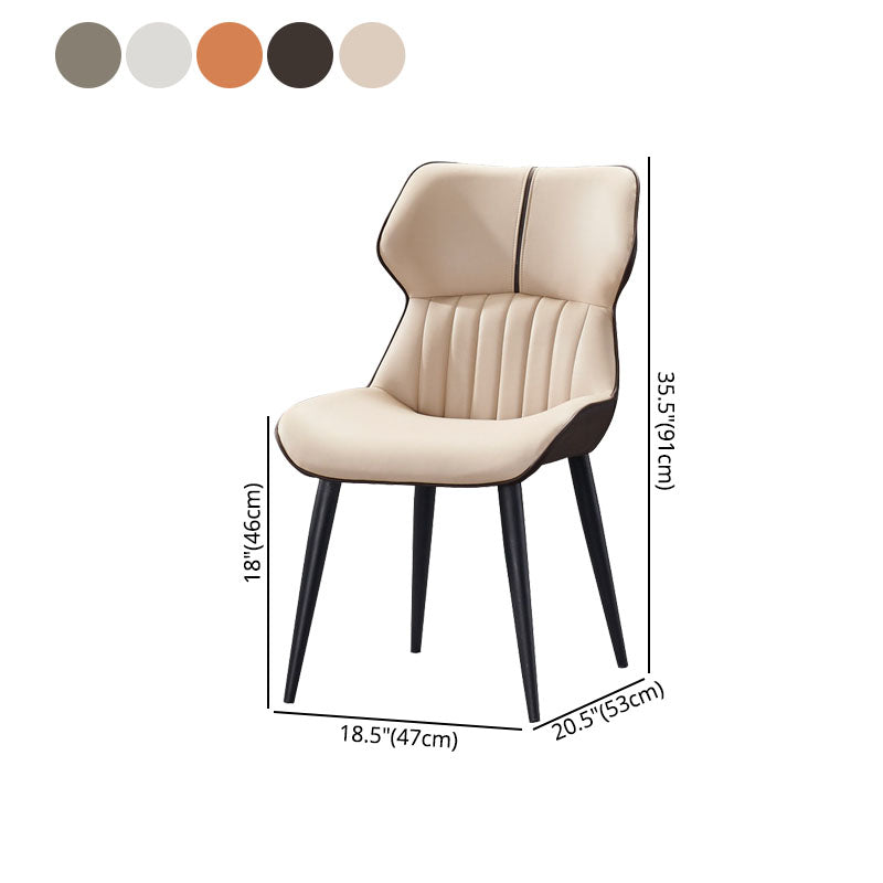 Contemporary Parsons Arm Chairs Leather Curved Dining and Accent Chairs Clearhalo ' kitchen&dining_furn' 'Dining Chairs' 'Dining Tables & Seating' 'dining_chair' 'furn' 'furn_dining_chair' 'Furniture' 'furniture_dining_chair' 'Kitchen & Dining Furniture' 'kitchen' 4286443