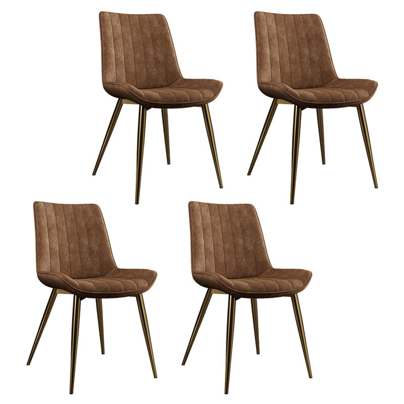 Scandinavian Metal Indoor-Outdoor Dining Chairs Parsons Chair with Metal Legs Orange 4 Piece Set Clearhalo ' kitchen&dining_furn' 'Dining Chairs' 'Dining Tables & Seating' 'dining_chair' 'furn' 'furn_dining_chair' 'Furniture' 'furniture_dining_chair' 'Kitchen & Dining Furniture' 'kitchen' 4286449