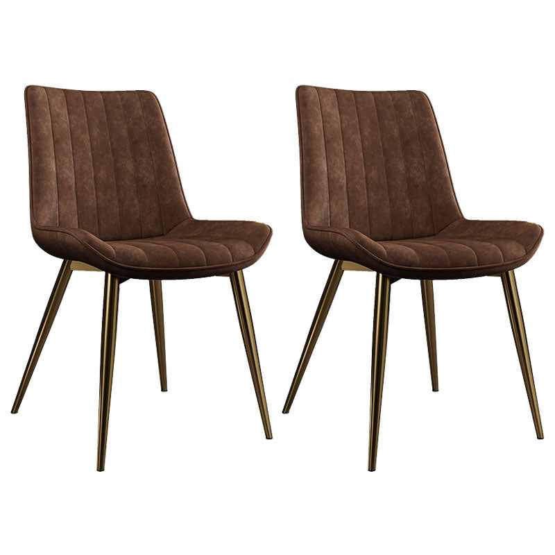 Scandinavian Metal Indoor-Outdoor Dining Chairs Parsons Chair with Metal Legs Brown 2 Piece Set Clearhalo ' kitchen&dining_furn' 'Dining Chairs' 'Dining Tables & Seating' 'dining_chair' 'furn' 'furn_dining_chair' 'Furniture' 'furniture_dining_chair' 'Kitchen & Dining Furniture' 'kitchen' 4286459