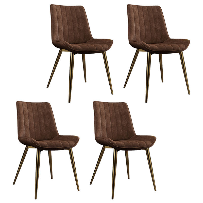 Scandinavian Metal Indoor-Outdoor Dining Chairs Parsons Chair with Metal Legs Brown 4 Piece Set Clearhalo ' kitchen&dining_furn' 'Dining Chairs' 'Dining Tables & Seating' 'dining_chair' 'furn' 'furn_dining_chair' 'Furniture' 'furniture_dining_chair' 'Kitchen & Dining Furniture' 'kitchen' 4286461