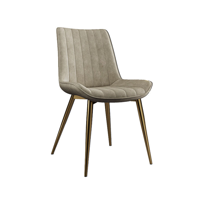 Scandinavian Metal Indoor-Outdoor Dining Chairs Parsons Chair with Metal Legs Beige 1 Piece Clearhalo ' kitchen&dining_furn' 'Dining Chairs' 'Dining Tables & Seating' 'dining_chair' 'furn' 'furn_dining_chair' 'Furniture' 'furniture_dining_chair' 'Kitchen & Dining Furniture' 'kitchen' 4286463