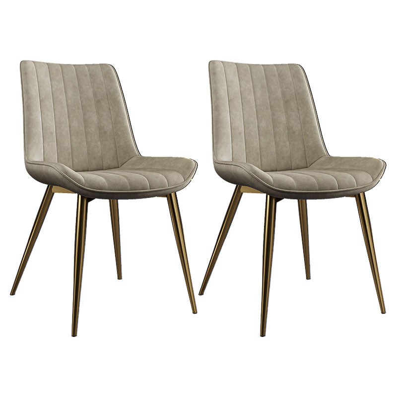 Scandinavian Metal Indoor-Outdoor Dining Chairs Parsons Chair with Metal Legs Beige 2 Piece Set Clearhalo ' kitchen&dining_furn' 'Dining Chairs' 'Dining Tables & Seating' 'dining_chair' 'furn' 'furn_dining_chair' 'Furniture' 'furniture_dining_chair' 'Kitchen & Dining Furniture' 'kitchen' 4286464