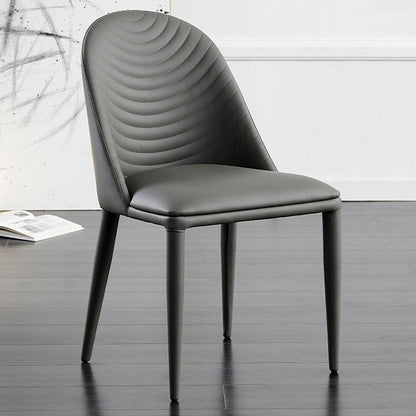 Modern Leather Curved Sloped Armless Chair Matte Finish Parsons Chair Grey 1 Piece Clearhalo ' kitchen&dining_furn' 'Dining Chairs' 'Dining Tables & Seating' 'dining_chair' 'furn' 'furn_dining_chair' 'Furniture' 'furniture_dining_chair' 'Kitchen & Dining Furniture' 'kitchen' 4286479