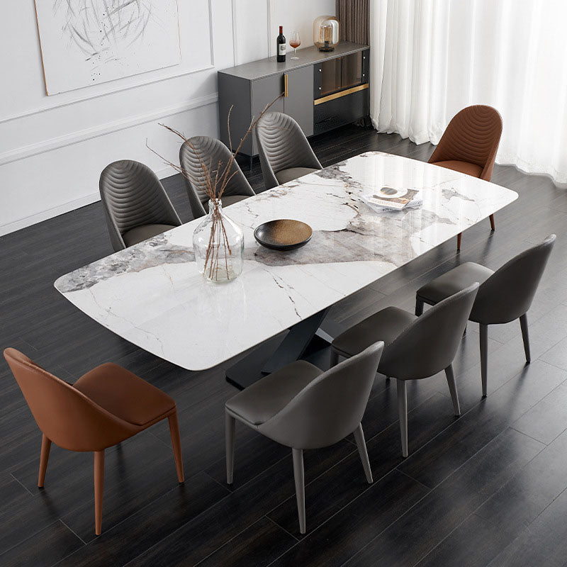 Modern Leather Curved Sloped Armless Chair Matte Finish Parsons Chair Clearhalo ' kitchen&dining_furn' 'Dining Chairs' 'Dining Tables & Seating' 'dining_chair' 'furn' 'furn_dining_chair' 'Furniture' 'furniture_dining_chair' 'Kitchen & Dining Furniture' 'kitchen' 4286480