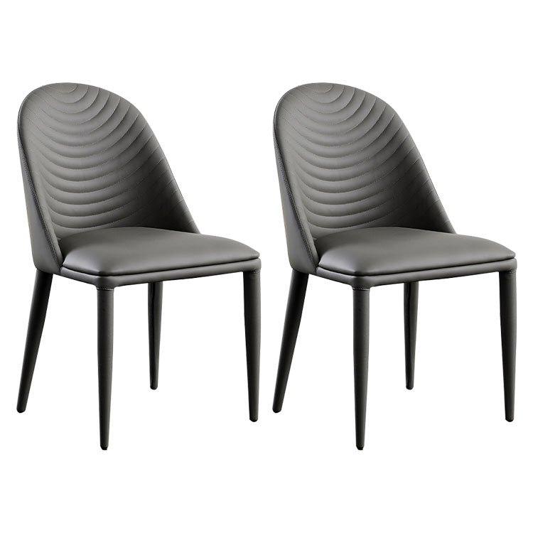 Modern Leather Curved Sloped Armless Chair Matte Finish Parsons Chair Grey 2 Piece Set Clearhalo ' kitchen&dining_furn' 'Dining Chairs' 'Dining Tables & Seating' 'dining_chair' 'furn' 'furn_dining_chair' 'Furniture' 'furniture_dining_chair' 'Kitchen & Dining Furniture' 'kitchen' 4286481