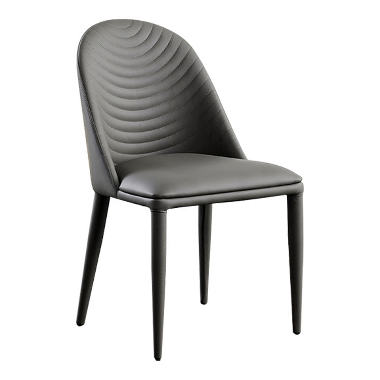 Modern Leather Curved Sloped Armless Chair Matte Finish Parsons Chair Clearhalo ' kitchen&dining_furn' 'Dining Chairs' 'Dining Tables & Seating' 'dining_chair' 'furn' 'furn_dining_chair' 'Furniture' 'furniture_dining_chair' 'Kitchen & Dining Furniture' 'kitchen' 4286482