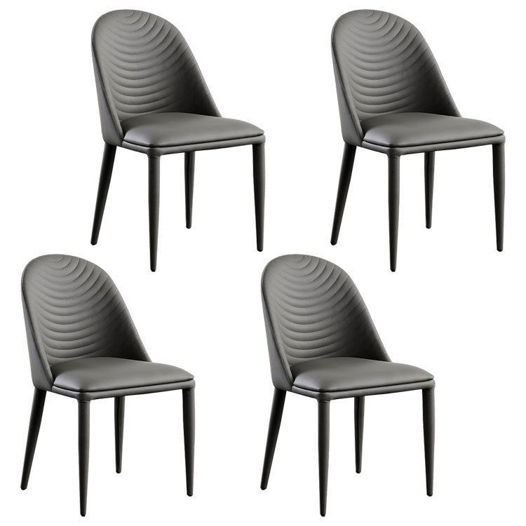 Modern Leather Curved Sloped Armless Chair Matte Finish Parsons Chair Grey 4 Piece Set Clearhalo ' kitchen&dining_furn' 'Dining Chairs' 'Dining Tables & Seating' 'dining_chair' 'furn' 'furn_dining_chair' 'Furniture' 'furniture_dining_chair' 'Kitchen & Dining Furniture' 'kitchen' 4286483