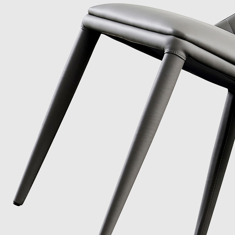 Modern Leather Curved Sloped Armless Chair Matte Finish Parsons Chair Clearhalo ' kitchen&dining_furn' 'Dining Chairs' 'Dining Tables & Seating' 'dining_chair' 'furn' 'furn_dining_chair' 'Furniture' 'furniture_dining_chair' 'Kitchen & Dining Furniture' 'kitchen' 4286484