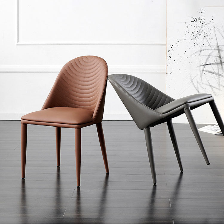 Modern Leather Curved Sloped Armless Chair Matte Finish Parsons Chair Clearhalo ' kitchen&dining_furn' 'Dining Chairs' 'Dining Tables & Seating' 'dining_chair' 'furn' 'furn_dining_chair' 'Furniture' 'furniture_dining_chair' 'Kitchen & Dining Furniture' 'kitchen' 4286488