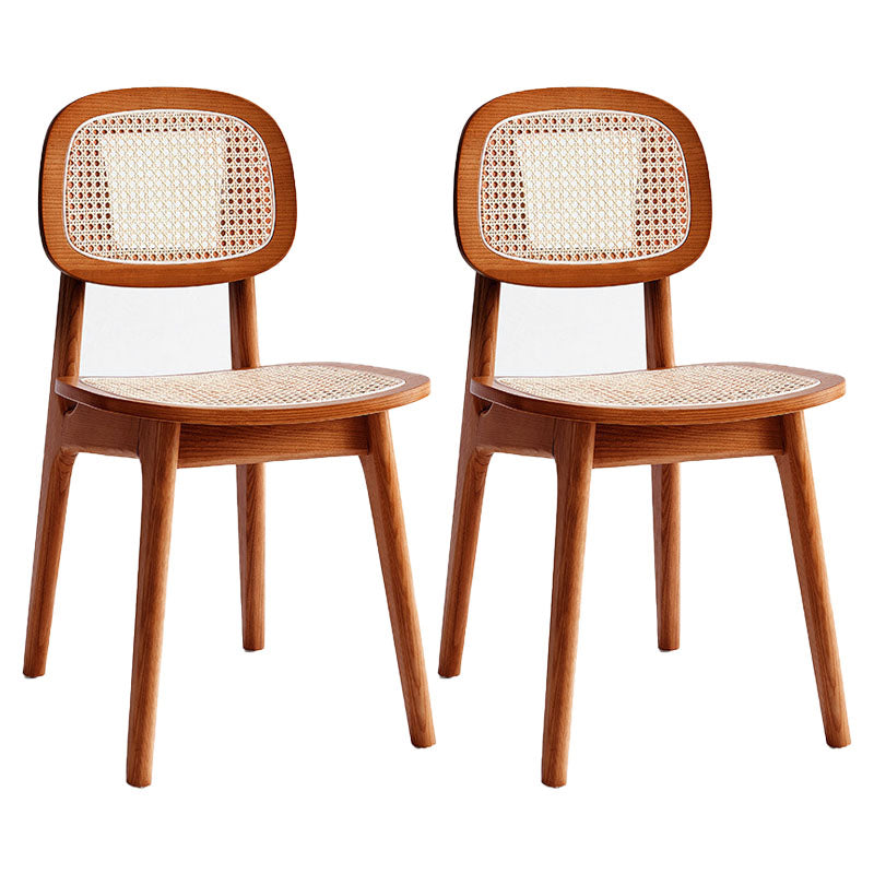 Solid Wood Dining Armless Chairs Indoor-Outdoor Open Back Chair Brown 2 Piece Set Clearhalo ' kitchen&dining_furn' 'Dining Chairs' 'Dining Tables & Seating' 'dining_chair' 'furn' 'furn_dining_chair' 'Furniture' 'furniture_dining_chair' 'Kitchen & Dining Furniture' 'kitchen' 4286532