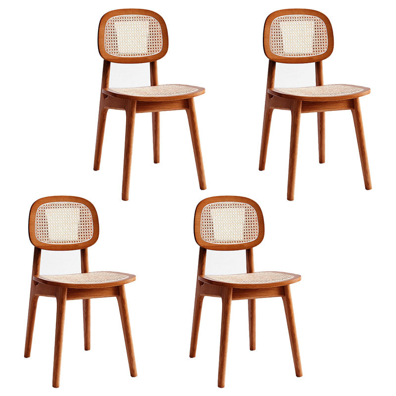 Solid Wood Dining Armless Chairs Indoor-Outdoor Open Back Chair Brown 4 Piece Set Clearhalo ' kitchen&dining_furn' 'Dining Chairs' 'Dining Tables & Seating' 'dining_chair' 'furn' 'furn_dining_chair' 'Furniture' 'furniture_dining_chair' 'Kitchen & Dining Furniture' 'kitchen' 4286534