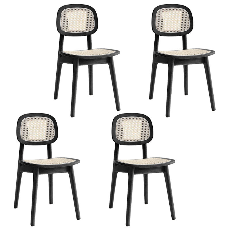 Solid Wood Dining Armless Chairs Indoor-Outdoor Open Back Chair Black 4 Piece Set Clearhalo ' kitchen&dining_furn' 'Dining Chairs' 'Dining Tables & Seating' 'dining_chair' 'furn' 'furn_dining_chair' 'Furniture' 'furniture_dining_chair' 'Kitchen & Dining Furniture' 'kitchen' 4286540