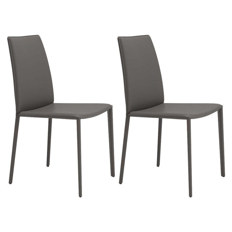 Contemporary Leather Curved Dining Chair Parsons Chair for Brasserie Dark Gray 2 Piece Set Clearhalo ' kitchen&dining_furn' 'Dining Chairs' 'Dining Tables & Seating' 'dining_chair' 'furn' 'furn_dining_chair' 'Furniture' 'furniture_dining_chair' 'Kitchen & Dining Furniture' 'kitchen' 4286551