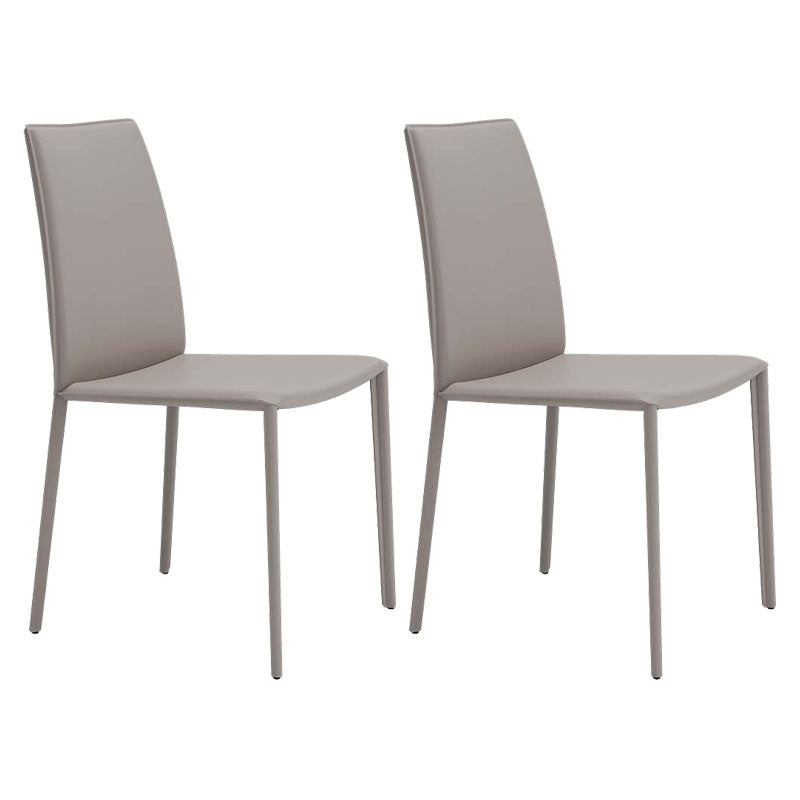 Contemporary Leather Curved Dining Chair Parsons Chair for Brasserie Light Gray 2 Piece Set Clearhalo ' kitchen&dining_furn' 'Dining Chairs' 'Dining Tables & Seating' 'dining_chair' 'furn' 'furn_dining_chair' 'Furniture' 'furniture_dining_chair' 'Kitchen & Dining Furniture' 'kitchen' 4286553