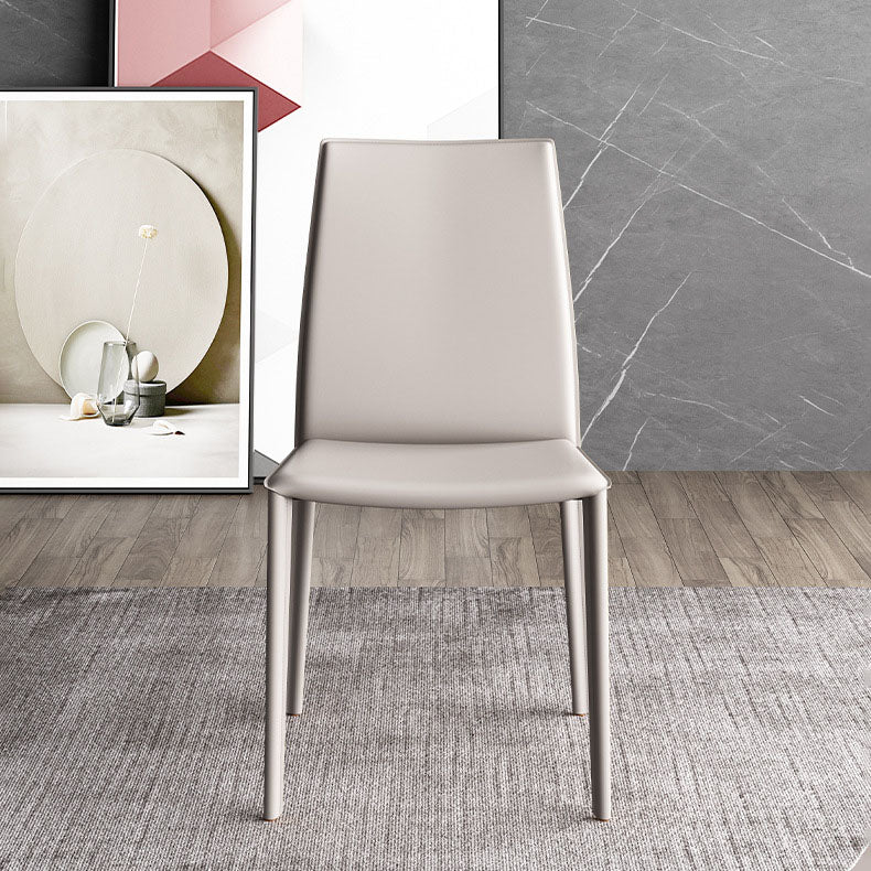 Contemporary Leather Curved Dining Chair Parsons Chair for Brasserie Clearhalo ' kitchen&dining_furn' 'Dining Chairs' 'Dining Tables & Seating' 'dining_chair' 'furn' 'furn_dining_chair' 'Furniture' 'furniture_dining_chair' 'Kitchen & Dining Furniture' 'kitchen' 4286560