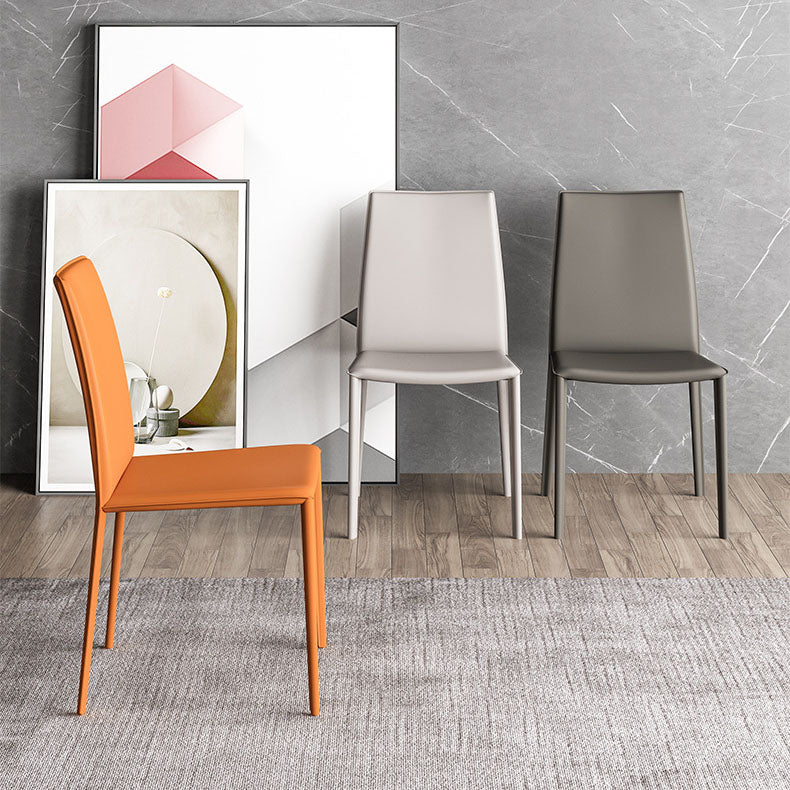 Contemporary Leather Curved Dining Chair Parsons Chair for Brasserie Clearhalo ' kitchen&dining_furn' 'Dining Chairs' 'Dining Tables & Seating' 'dining_chair' 'furn' 'furn_dining_chair' 'Furniture' 'furniture_dining_chair' 'Kitchen & Dining Furniture' 'kitchen' 4286561