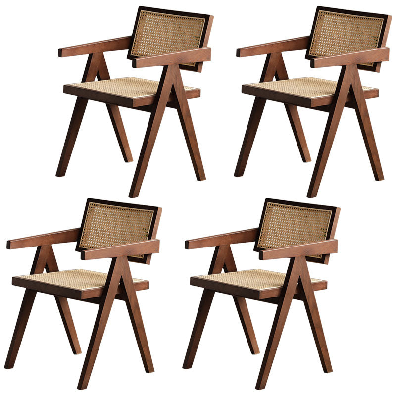 Solid Wood Dining Arm Chairs Indoor-Outdoor Open Back Chair for Kitchen Walnut 4 Piece Set Clearhalo ' kitchen&dining_furn' 'Dining Chairs' 'Dining Tables & Seating' 'dining_chair' 'furn' 'furn_dining_chair' 'Furniture' 'furniture_dining_chair' 'Kitchen & Dining Furniture' 'kitchen' 4286593