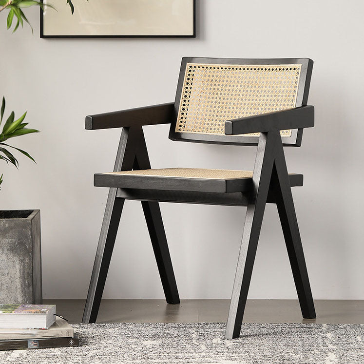 Solid Wood Dining Arm Chairs Indoor-Outdoor Open Back Chair for Kitchen Black 1 Piece Clearhalo ' kitchen&dining_furn' 'Dining Chairs' 'Dining Tables & Seating' 'dining_chair' 'furn' 'furn_dining_chair' 'Furniture' 'furniture_dining_chair' 'Kitchen & Dining Furniture' 'kitchen' 4286594