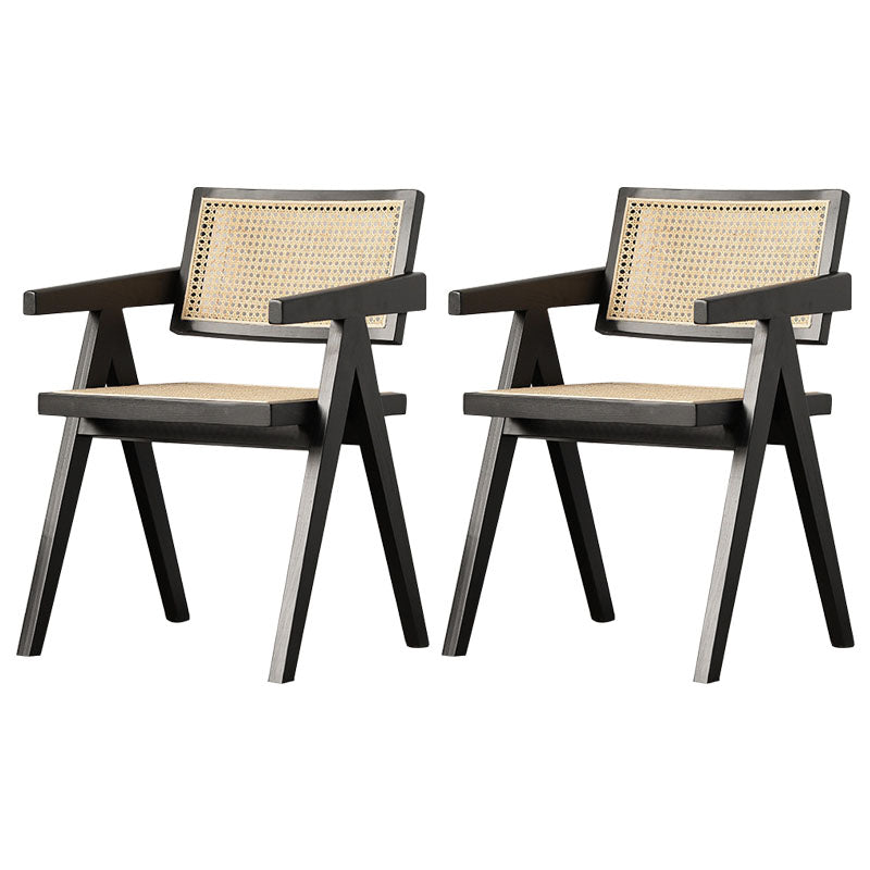 Solid Wood Dining Arm Chairs Indoor-Outdoor Open Back Chair for Kitchen Black 2 Piece Set Clearhalo ' kitchen&dining_furn' 'Dining Chairs' 'Dining Tables & Seating' 'dining_chair' 'furn' 'furn_dining_chair' 'Furniture' 'furniture_dining_chair' 'Kitchen & Dining Furniture' 'kitchen' 4286596