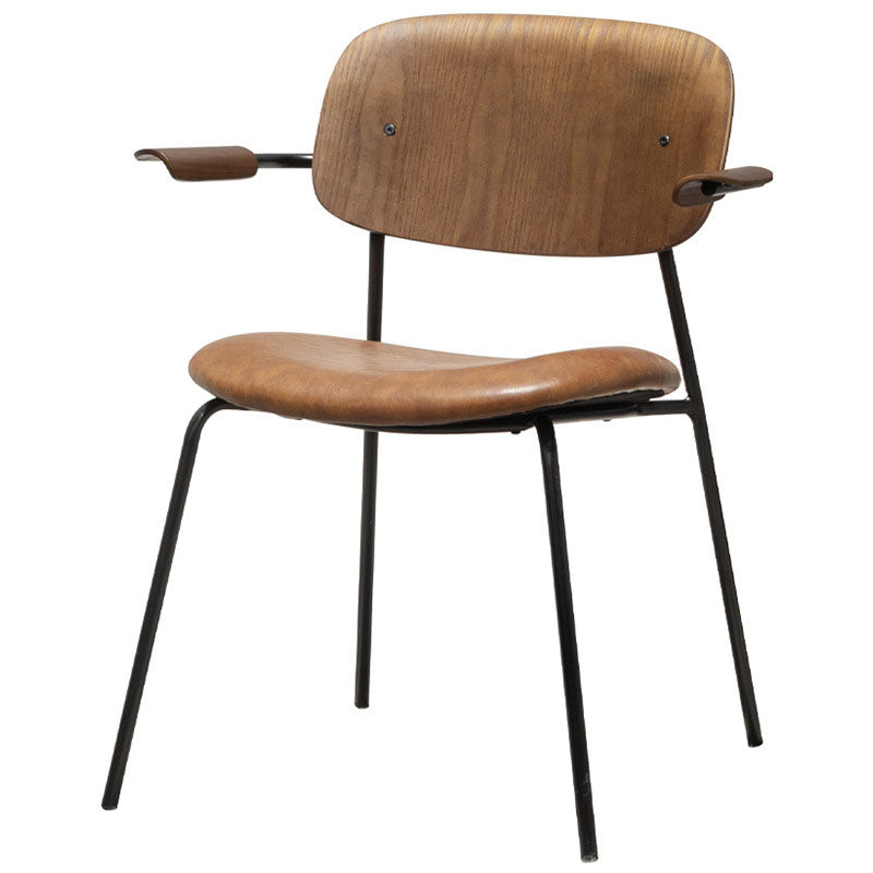 Contemporary Solid Wood Dining Armchair Kitchen Open Back Arm Chair Black-Brown 1 Piece Clearhalo ' kitchen&dining_furn' 'Dining Chairs' 'Dining Tables & Seating' 'dining_chair' 'furn' 'furn_dining_chair' 'Furniture' 'furniture_dining_chair' 'Kitchen & Dining Furniture' 'kitchen' 4286608