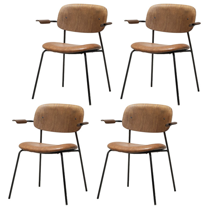 Contemporary Solid Wood Dining Armchair Kitchen Open Back Arm Chair Black-Brown 4 Piece Set Clearhalo ' kitchen&dining_furn' 'Dining Chairs' 'Dining Tables & Seating' 'dining_chair' 'furn' 'furn_dining_chair' 'Furniture' 'furniture_dining_chair' 'Kitchen & Dining Furniture' 'kitchen' 4286612