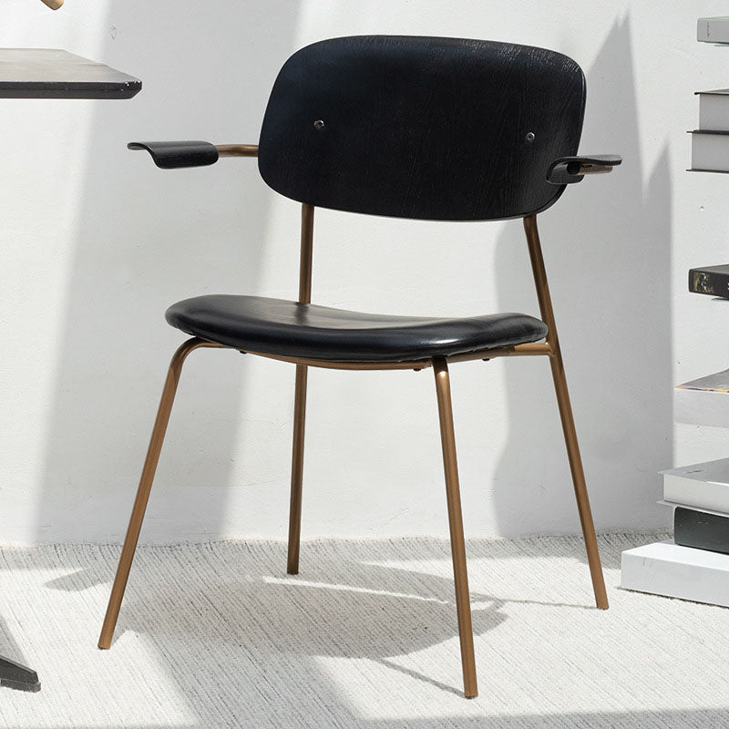 Contemporary Solid Wood Dining Armchair Kitchen Open Back Arm Chair Black Antique Bronze 1 Piece Clearhalo ' kitchen&dining_furn' 'Dining Chairs' 'Dining Tables & Seating' 'dining_chair' 'furn' 'furn_dining_chair' 'Furniture' 'furniture_dining_chair' 'Kitchen & Dining Furniture' 'kitchen' 4286614
