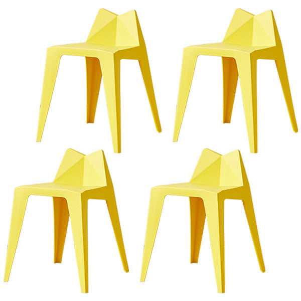 Modern Plastic Indoor-Outdoor Chairs Solid Back Side Dining Chairs Yellow 4 Piece Set Clearhalo ' kitchen&dining_furn' 'Dining Chairs' 'Dining Tables & Seating' 'dining_chair' 'furn' 'furn_dining_chair' 'Furniture' 'furniture_dining_chair' 'Kitchen & Dining Furniture' 'kitchen' 4286680