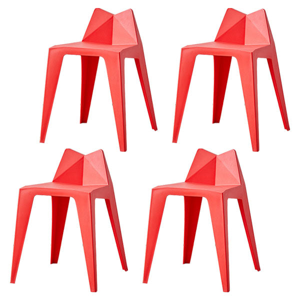Modern Plastic Indoor-Outdoor Chairs Solid Back Side Dining Chairs Red 4 Piece Set Clearhalo ' kitchen&dining_furn' 'Dining Chairs' 'Dining Tables & Seating' 'dining_chair' 'furn' 'furn_dining_chair' 'Furniture' 'furniture_dining_chair' 'Kitchen & Dining Furniture' 'kitchen' 4286684
