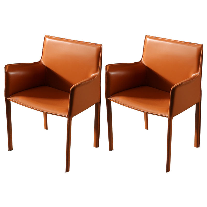 Modern Leather Dining Chair Matte Finish Parsons Arm Chair for Kitchen Orange 2 Piece Set Clearhalo ' kitchen&dining_furn' 'Dining Chairs' 'Dining Tables & Seating' 'dining_chair' 'furn' 'furn_dining_chair' 'Furniture' 'furniture_dining_chair' 'Kitchen & Dining Furniture' 'kitchen' 4286690
