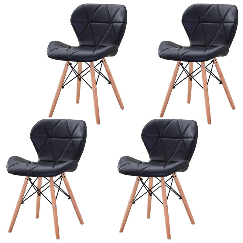 Modern Wood Indoor-Outdoor Room Side Chairs Solid Back Chair Black Leather Set of 4 Clearhalo ' kitchen&dining_furn' 'Dining Chairs' 'Dining Tables & Seating' 'dining_chair' 'Furniture' 'furniture_dining_chair' 'Kitchen & Dining Furniture' 'kitchen' 4286724
