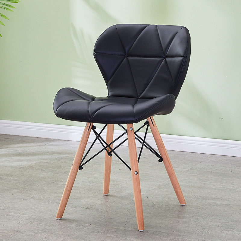 Modern Wood Indoor-Outdoor Room Side Chairs Solid Back Chair Black Leather 1 Piece Clearhalo ' kitchen&dining_furn' 'Dining Chairs' 'Dining Tables & Seating' 'dining_chair' 'Furniture' 'furniture_dining_chair' 'Kitchen & Dining Furniture' 'kitchen' 4286725