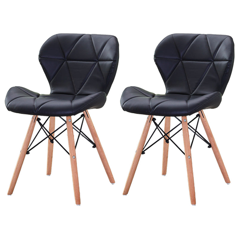 Modern Wood Indoor-Outdoor Room Side Chairs Solid Back Chair Black Leather Set of 2 Clearhalo ' kitchen&dining_furn' 'Dining Chairs' 'Dining Tables & Seating' 'dining_chair' 'Furniture' 'furniture_dining_chair' 'Kitchen & Dining Furniture' 'kitchen' 4286727